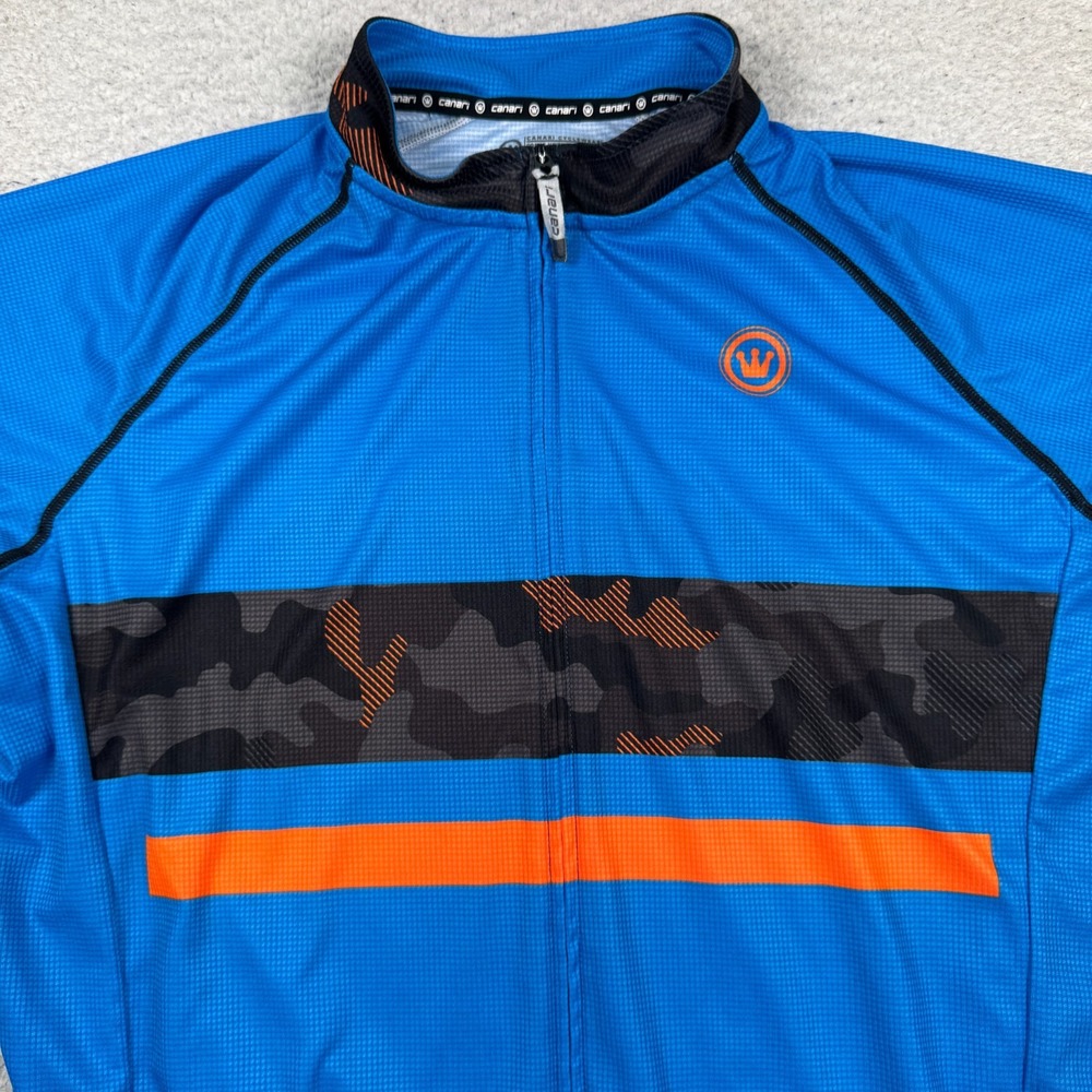 Canari Cyclewear Cycling Jersey Mens‎ Large Camopop Aero Full Zip Biking Blue